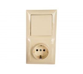 Комбинированный блок Кунцево-Электро СЕЛЕНА скрытой установки выключатель+розетка с з/к БКВР-411 с/к 8176 