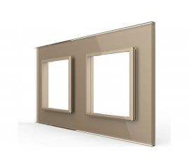 Рамка для розетки LIVOLO 2 поста, цвет золотой, стекло BB-C7-SR/SR-13 