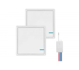 Проходной дистанционный выключатель GRITT Practic 1кл. белый комплект: 2 выключателя, 1 радиореле 100Вт 11201 