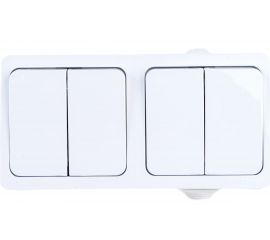 Блок 2-клавишный выключатель + 2-клавишный выключатель NE-AD 10А 250В, IP22, Murat, Белый, 95-03-03 