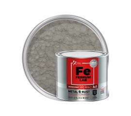 Грунт-эмаль по ржавчине 3 в 1 ЯРОСЛАВСКИЕ КРАСКИ FERRUM LAB молотковая, серая, банка 2 л 213538 