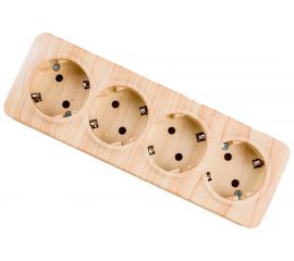 4-ая розетка IEK РС24-3-ХС с з/к о/у 16А GLORY сосна ERH41-K34-16 