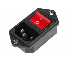 Разъем питания REXANT C14 3PIN с клавишным выключателем с красной подсветкой 250 V 6 А 10 шт 36-2282 