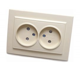 Розетка STEKKER 2-местн.б/з 220В 10А с защитн. шторкой серия Эрна слоновая кость PST10-9013-02 39239 