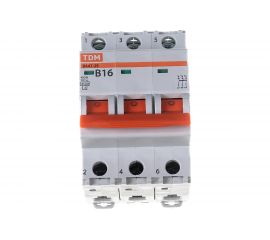 Автоматический выключатель TDM ВА47-29 3Р 16А 4,5кА х-ка В SQ0206-0042 