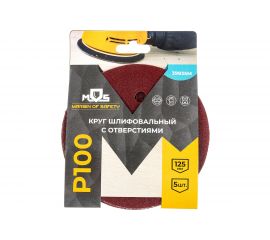 Круг шлифовальный (5 шт; 125 мм; P100; 8 отв.) MOS 39835М 