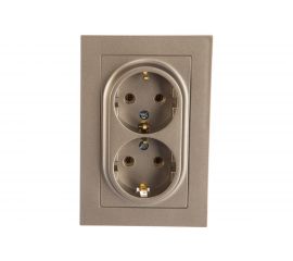 Розетка Schneider Electric 2-м ATLAS DESIGN с заземлением, 16А, в сборе, шампань ATN000524 1240317 