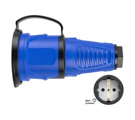 Кабельная розетка PCE 16A 220V 2P+E IP54 с крышкой, корпус синий, крышка и маркер черный 2511-bs 