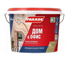 Краска акриловая PARADE W4 износоустойчивая Дом & Офис белая матовая 10 л Россия 90002002330 