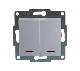 Двойной выключатель с подсветкой LEZARD KARINA белый 707-0288-112 