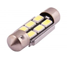Автолампа диод SKYWAY T11 C5W 6 SMD диодов 1-контурная 36 мм обманка белая S08201150 