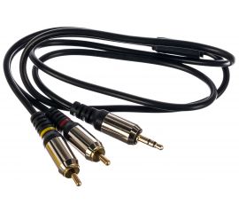 Кабель Cablexpert аудио, 3.5 джек/2хRCA, 1м, блистер, черный CCAB-02-35M2RM-1MB 