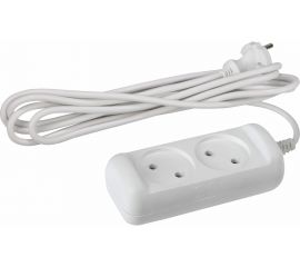 Удлинитель ЭРА U-2-3m Россия без зазeмления, 2х1мм2, 10А, ПВС, 2гн, 3м Б0028360 