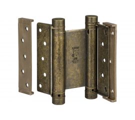 Барная пружинная петля двойного действия ALDEGHI LUIGI SPA 125х48х42 мм, цвет: античная латунь, к-т: 2 шт + ключ с декоративными шурупами 101OA125B 