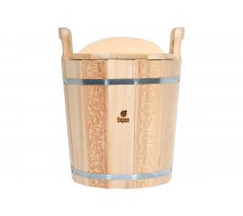 Запарник с пластиковой вставкой и крышкой Банные штучки Цветочный орнамент 14л 32695 