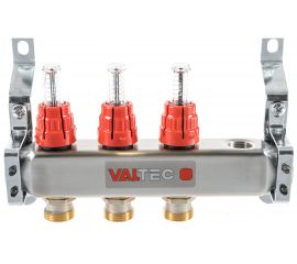Коллекторная группа со встроенными расходомерами VALTEC в сборе, 1х3 выходов, Евроконус 3/4 VTc.586.EMNX.0603 