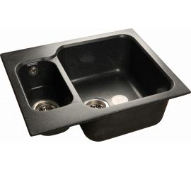 Мойка GRANFEST STANDART GF-S-615K мрамор, 1.5 чаши, 612х495 мм, черный S-615 K чер 