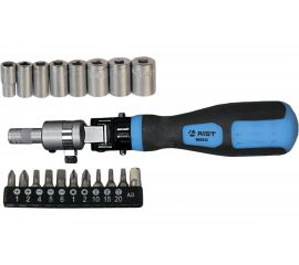 Трещоточная шарнирная отвертка для битов с набором битов и головок AIST 20 предметов 00-00003392 