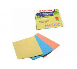 Целлюлозные салфетки ЛАЙМА 15х18 см, комплект 3 шт., высокая впитываемость 601558 