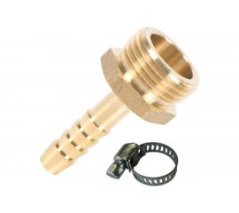 Наконечник латунный наружная резьба 1/2 х елочка 8 мм + хомут Профитт 4823440 