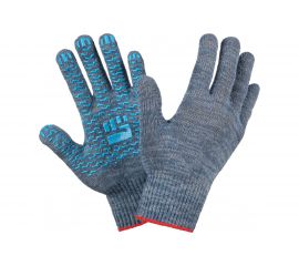 Трикотажные перчатки Фабрика перчаток, средние, с ПВХ, 10 класс, 4 нити, серые, р.М 4-10-СР-СЕР-(M) 