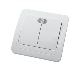 2-клавишный выключатель АБК-СИЛА с подсветкой 10А "РИГЕЛЬ" белый 1 шт 5403023 