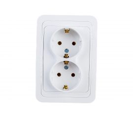 Двойная розетка, белая 2П+З 16А TDM Валдай SQ1804-0010 