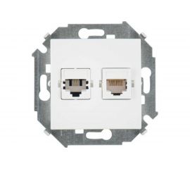 Телефонная + компьютерная розетка Simon RJ11+RJ45 кат.5е, белый 20 1591590-030 