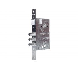 Корпус цилиндрового замка DOORLOCK DL8252С/60/85мм, хромированная фронтальная планка 26х230мм, реверсивный, диаметр ригелей 14 мм 75329 