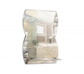 Зеркало MIXLINE "Аква" 395х600 с полкой/пескоструйный рисунок 529383 