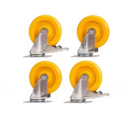 Набор из 4-х поворотных колес - желтый полипропилен PP диаметром 125 мм MOVERPLAT 125-PPx4 