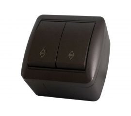2-клавишный выключатель на 2 направления TDM открытой установки IP44 10А шоколад "Селигер" SQ1818-0212 