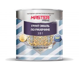 Грунт-эмаль по ржавчине MASTER PRIME 3 в 1 молотковая светло-серый, 2 л 4300005354 