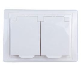 Розетка IEK KVARTA 2ая с з/к с з/ш РСбш12-3-КБ-44 16А IP44 бел. KV-R26-16-44-K01 