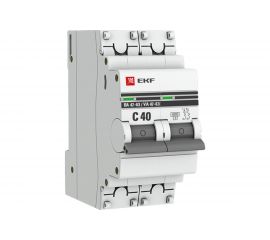 Автоматический выключатель EKF PROxima ВА 47-63 2P, 40А, 6кА, SQ mcb4763-6-2-40C-pro 