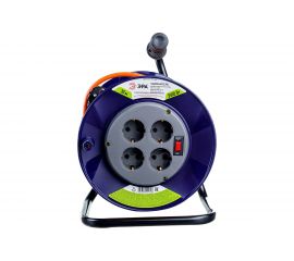 Силовой удлинитель ЭРА RPx4es-3x1.5-30m, на пластиковой катушке, с заземлением, 4 гнезда, 30м, ПВС 3х1.5 Б0043056 