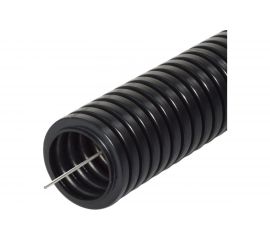 Гофрированная труба Промрукав ПА негорючая НГ стойкая к ультрафиолету УФ черная с/з д32 25м PR02.0104 