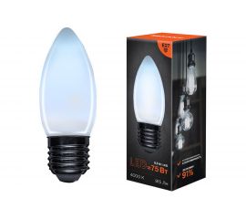 Филаментная лампа REXANT Свеча CN35 9.5 Вт 4000K E27 матовая колба 604-098 