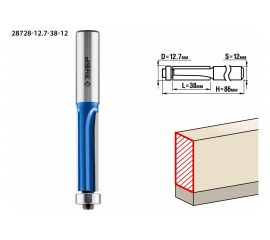 Фреза кромочная с нижним подшипником ПРОФЕССИОНАЛ (12.7х38х86 мм; хвостовик 12 мм) Зубр 28728-12.7-38-12 