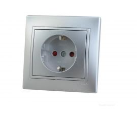 Розетка Lezard MIRA с защитой от детей, керамика, металлик серый, со вставкой 701-1010-124 