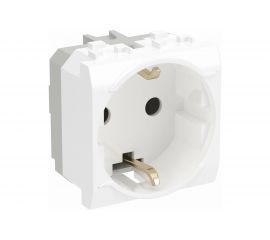 Двухмодульная электрическая розетка с заземлением и шторками, белая, DKC 76482B 