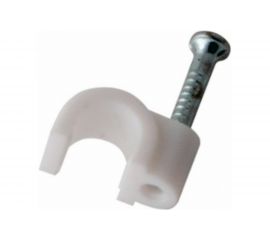 Пластиковая круглая скоба с гвоздем REXANT 5 мм, белая, 20 шт. 07-4005-20 