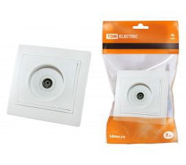 Телевизионная простая розетка, мама, белая, 0-2400 МГц TDM Таймыр SQ1814-0022 