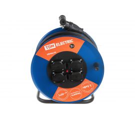 Силовой удлинитель TDM УХз16-004 металлическая катушка, А3, 4 места IP44/50м КГ 3х2,5 SQ1301-0172 