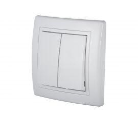 Альтернативный двухклавишный выключатель Aling-conel PRESTIGE 10AX 250В, белый 6072.00 113153 