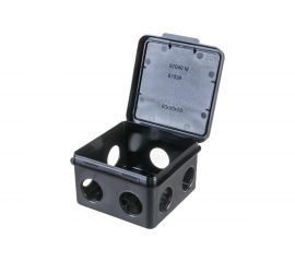 Распределительная коробка Ruvinil ОП 80х80х50мм откидная крышка УХЛ1 IP54 черный 67040МЧ 