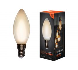 Филаментная лампа REXANT Свеча CN35 9.5 Вт 2700K E14 матовая колба 604-095 