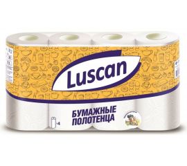 Бумажные полотенца Luscan 2-слойные, белые, 4 рулона по 12.5 метров 317396 