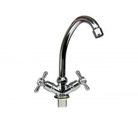 Смеситель для мойки Istok life двуручный, с поворотным изливом, керамическая кран-букса, гайка 0402.437 