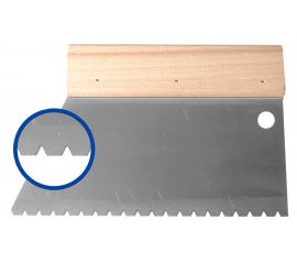 Шпатель нержавеющая сталь прямая трапеция НАШ ИНСТРУМЕНТ 180 мм В6 зуб 5х4х3,6мм/Р/ 020614-005 